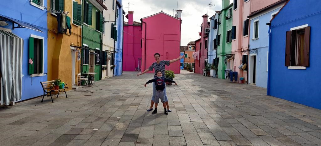 Ulla and son in Burano
