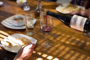 Pouring a glass of wine