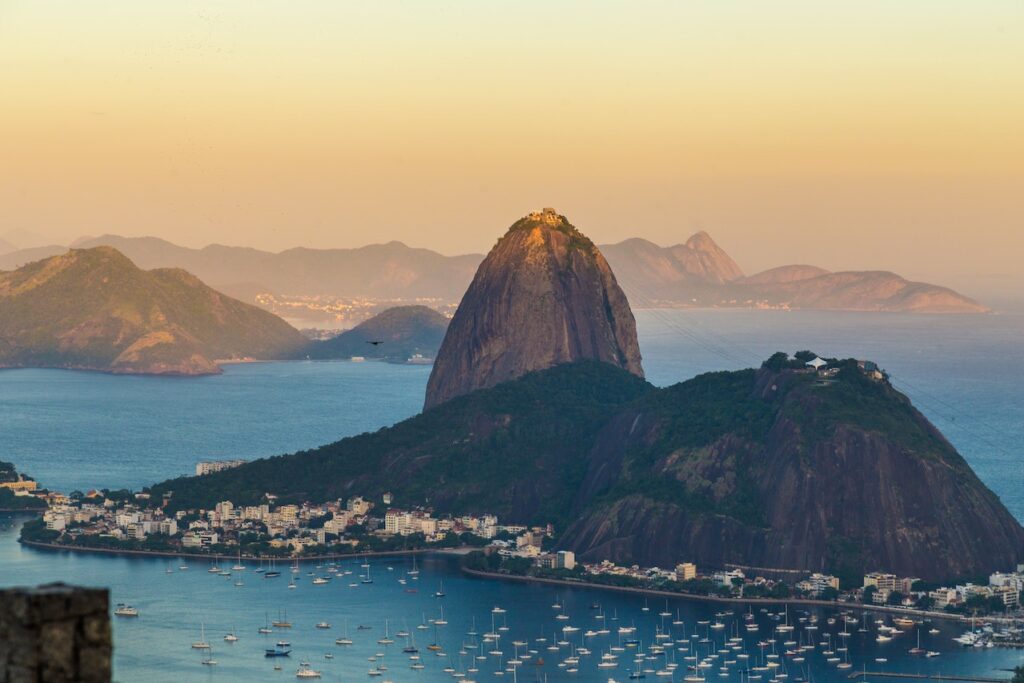 Rio de Janeiro's sugarloaf mountain, seen from above