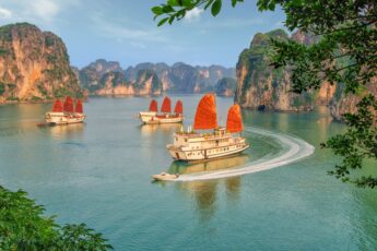 sail boats in Ha Long Bay Vietnam