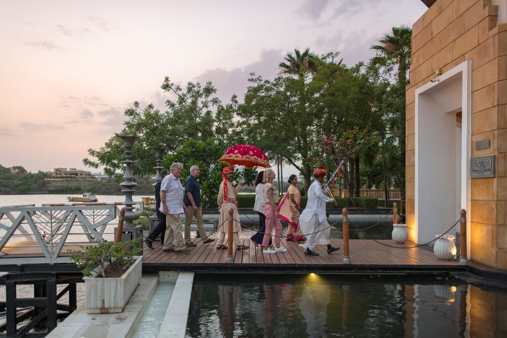 Guests arriving at Leela Palace, Udaipur