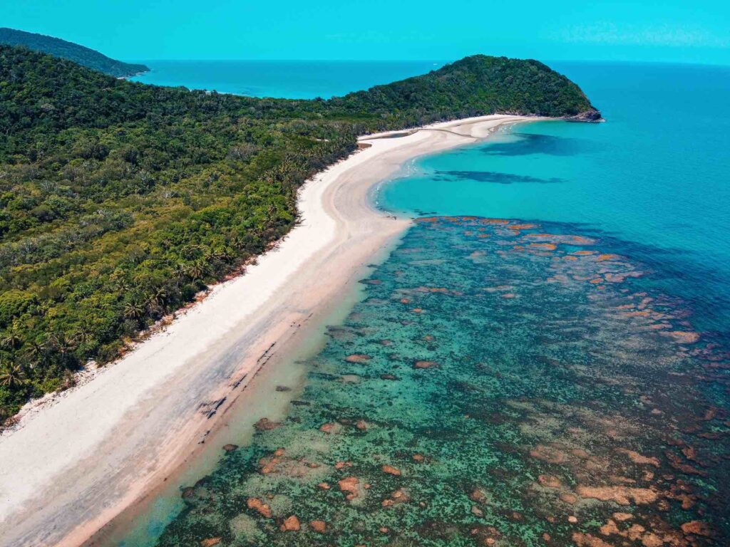 Aerial view of the great barrier reef off the coast of Australia