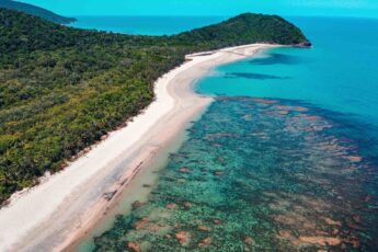 Aerial view of the great barrier reef off the coast of Australia