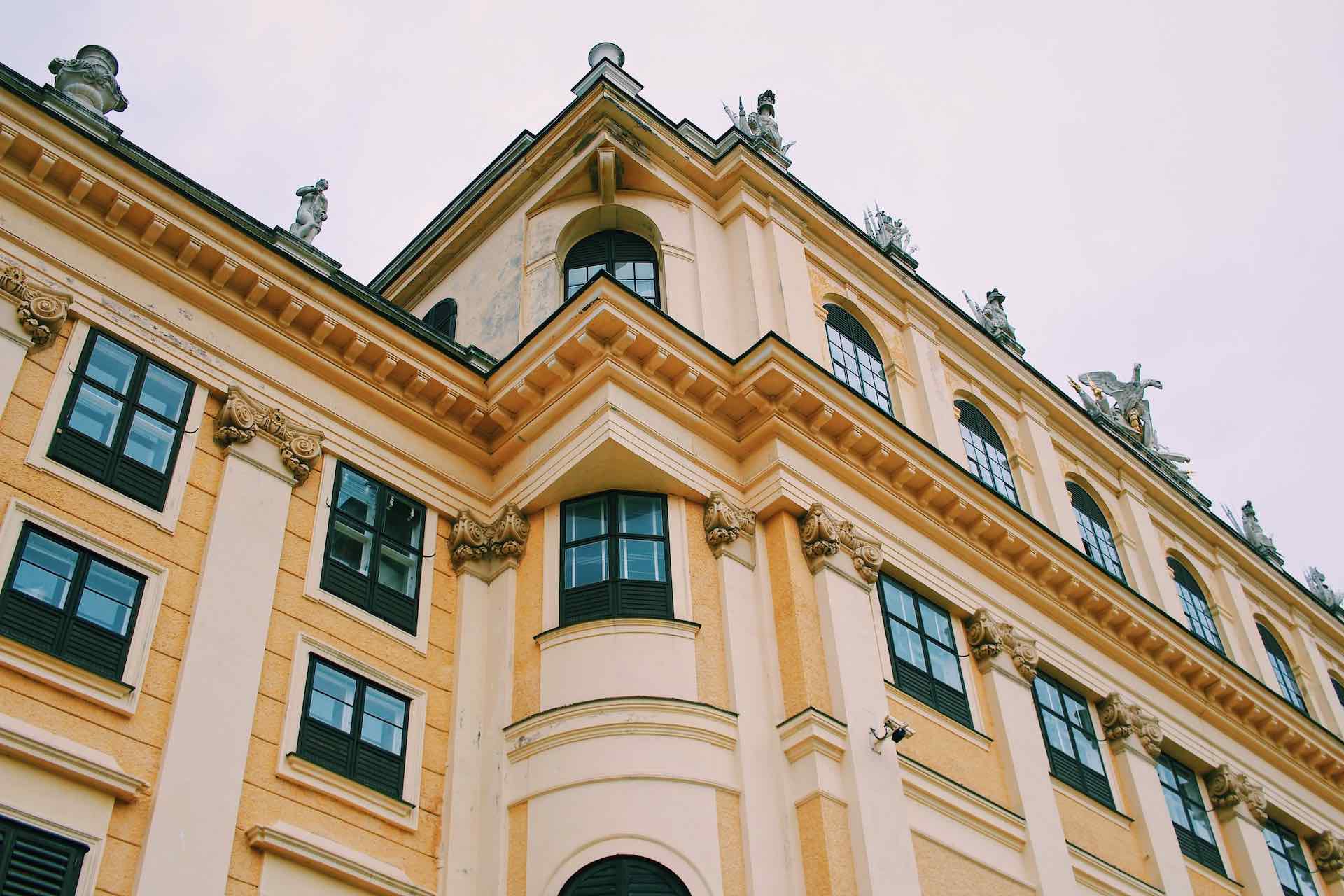 Schonbrunn palsace closeup of stucco facade
