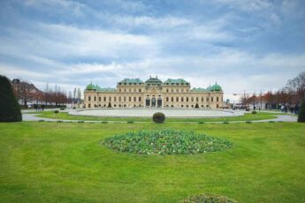 Sconbrunnpalace in Vienna and gardens in foreground