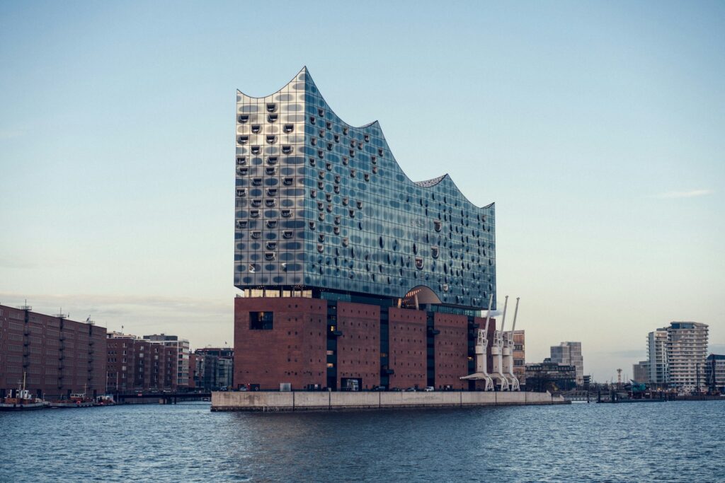 Elbphilharmonie building in Hamburg's dockyards