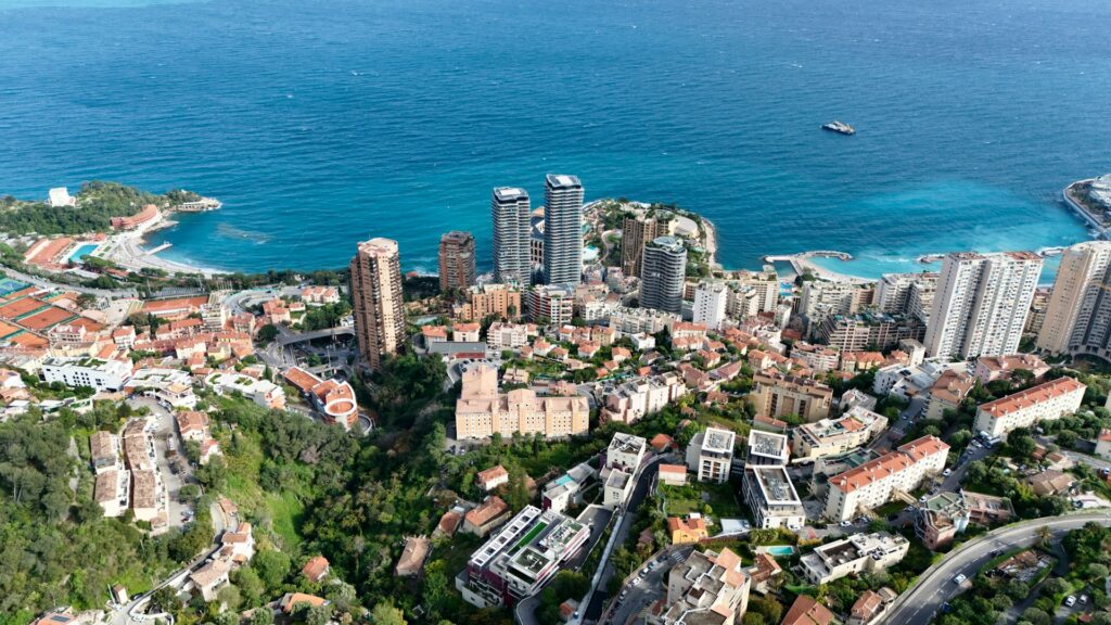 View over the skyline and coast of Monaco, France