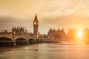Big Ben and London at sunset