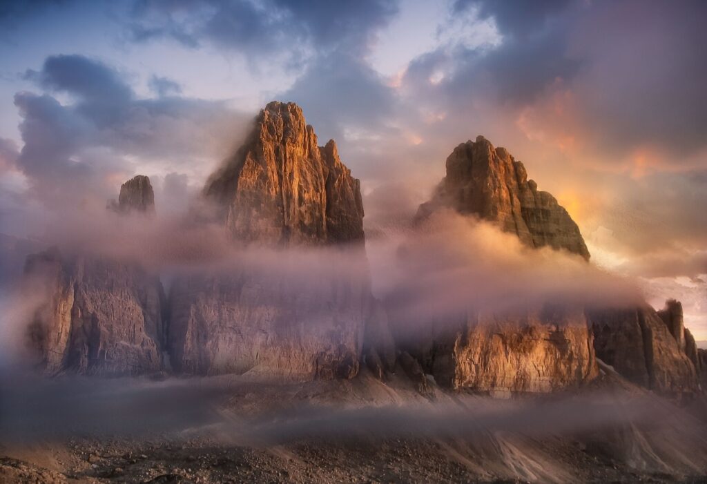 Three Peaks of Lavaredo, Dolomite Mountains, Italy 