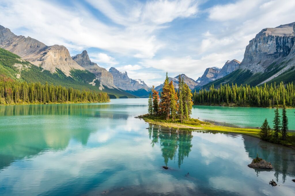 Maligne Lake and Spirit Island in Jasper National Park, Canada