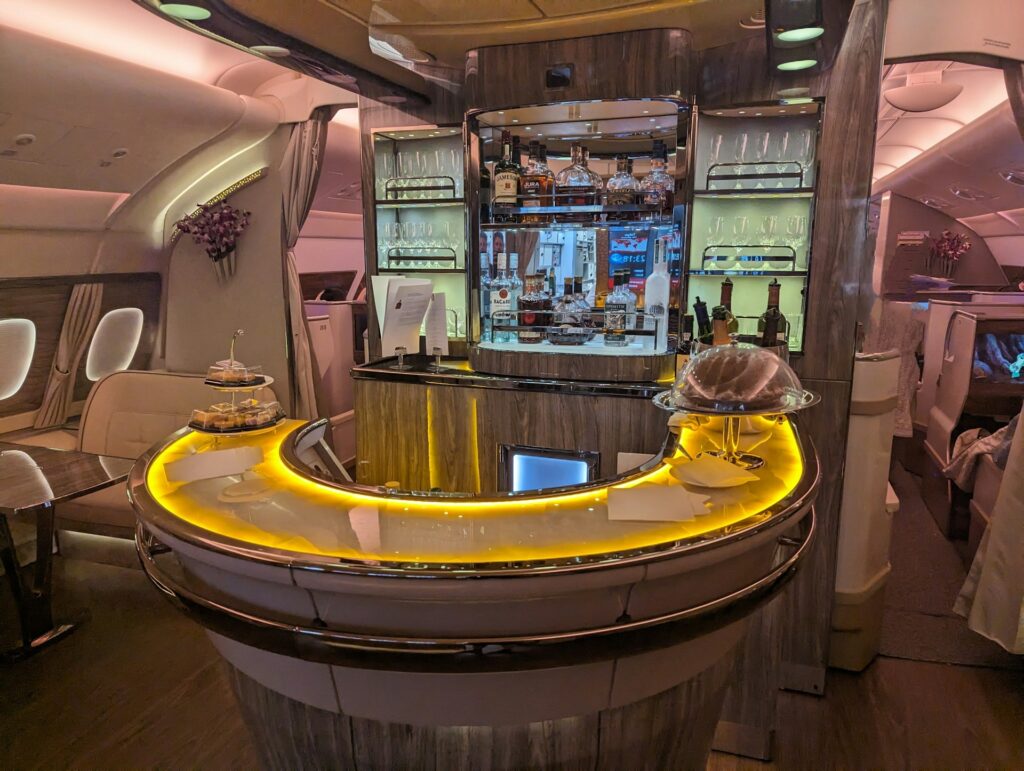 Business class bar on a plane
