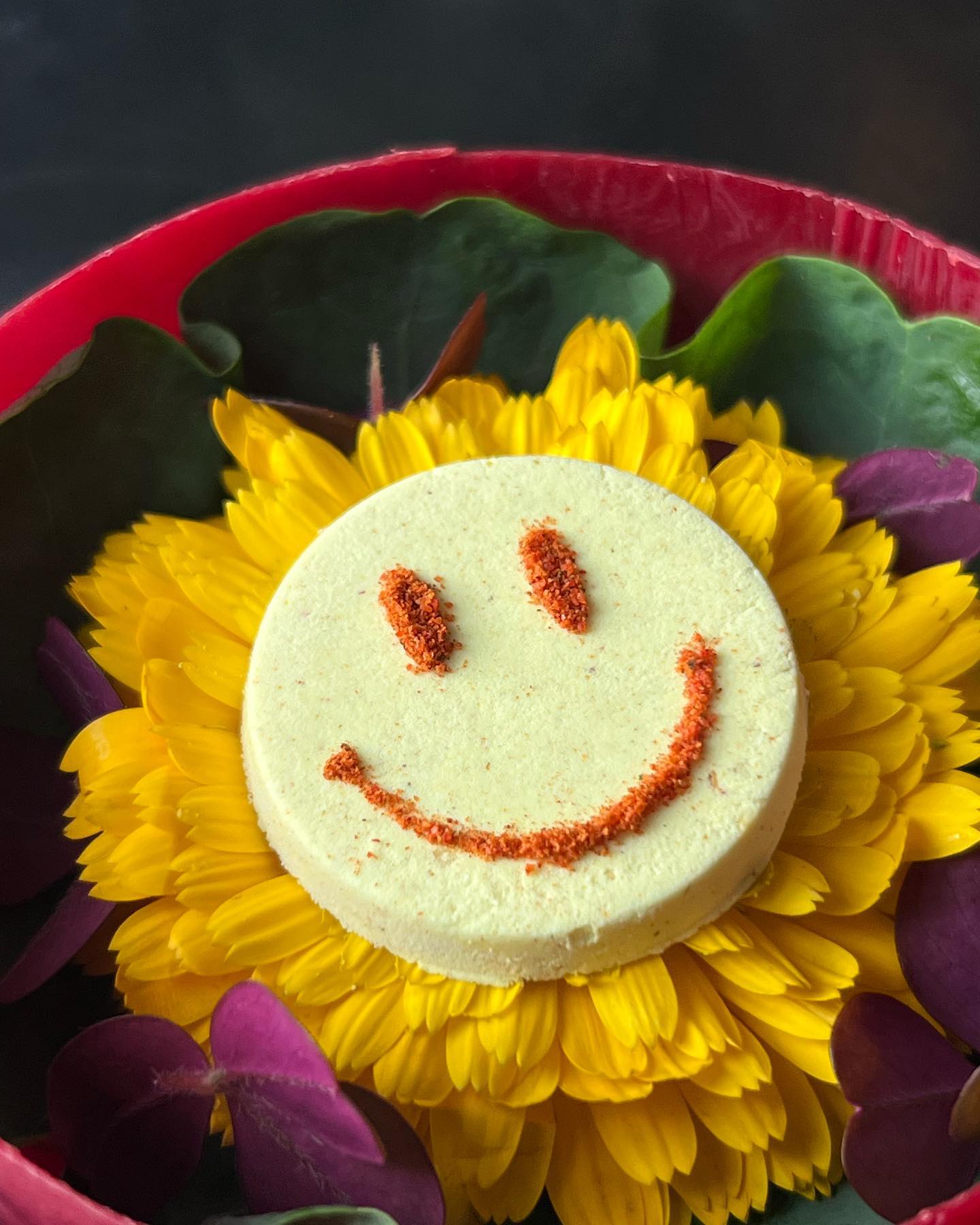 Plate of food resembling a smiley face