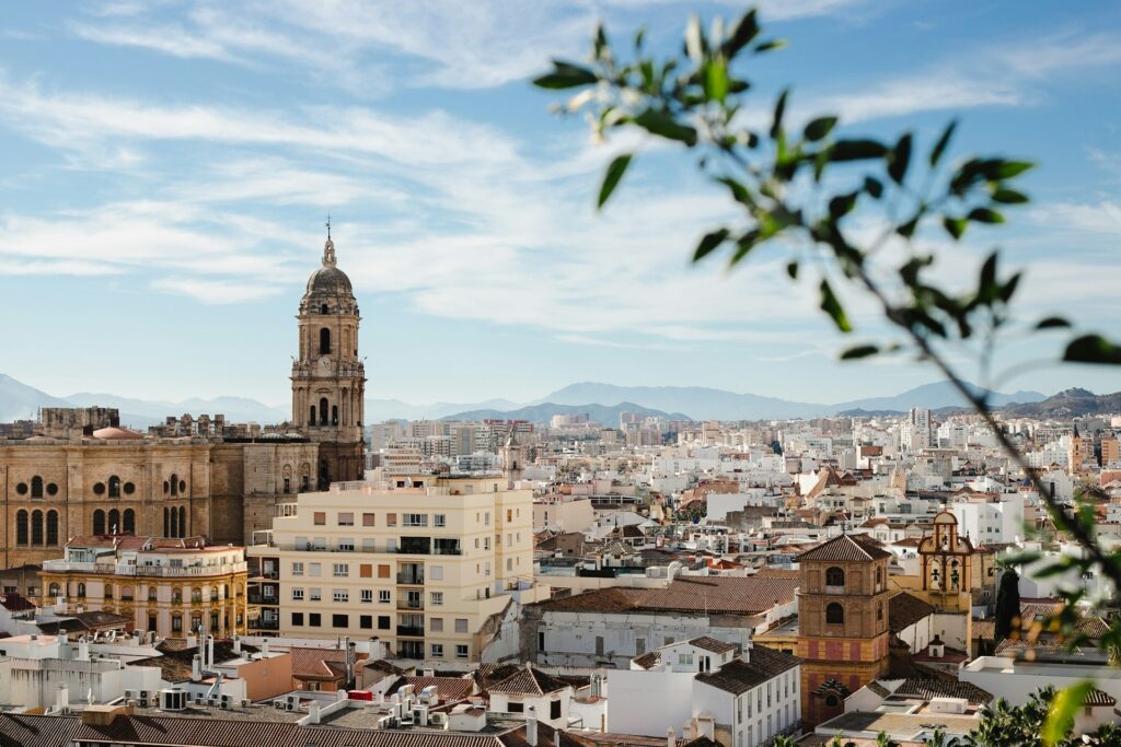 Rooftop skyline view of Malaga, Spain