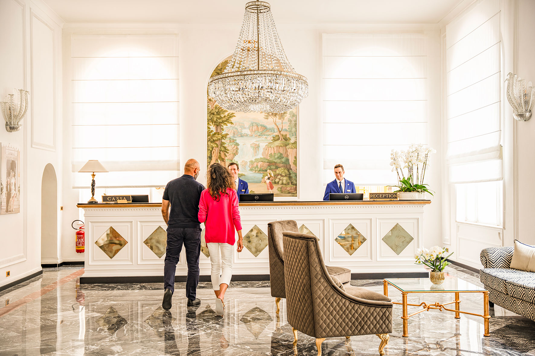 The lounge area of the Grand Hotel Quisisana, Capri, Italy