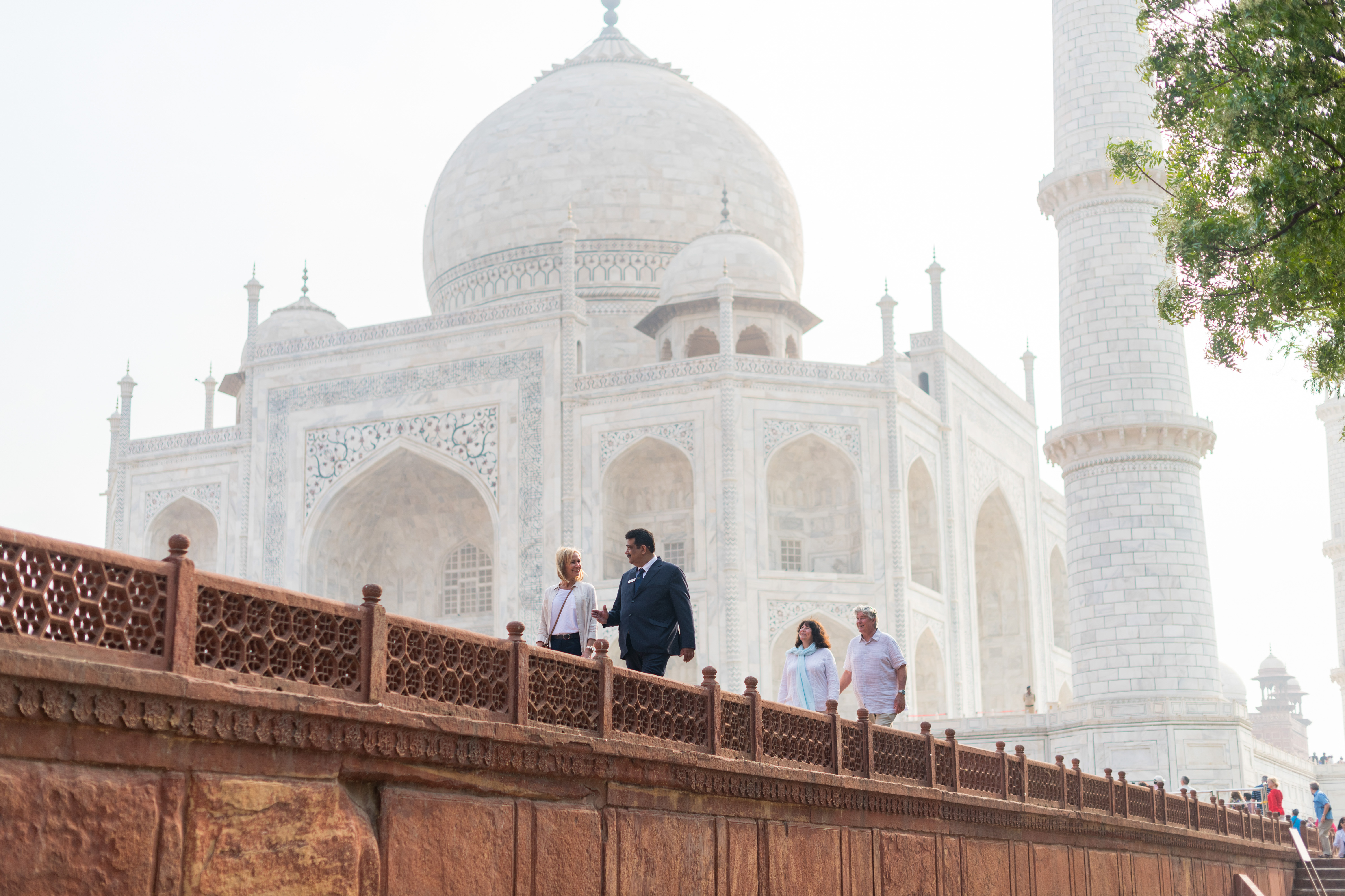 Tourists Next To Taj Mahal