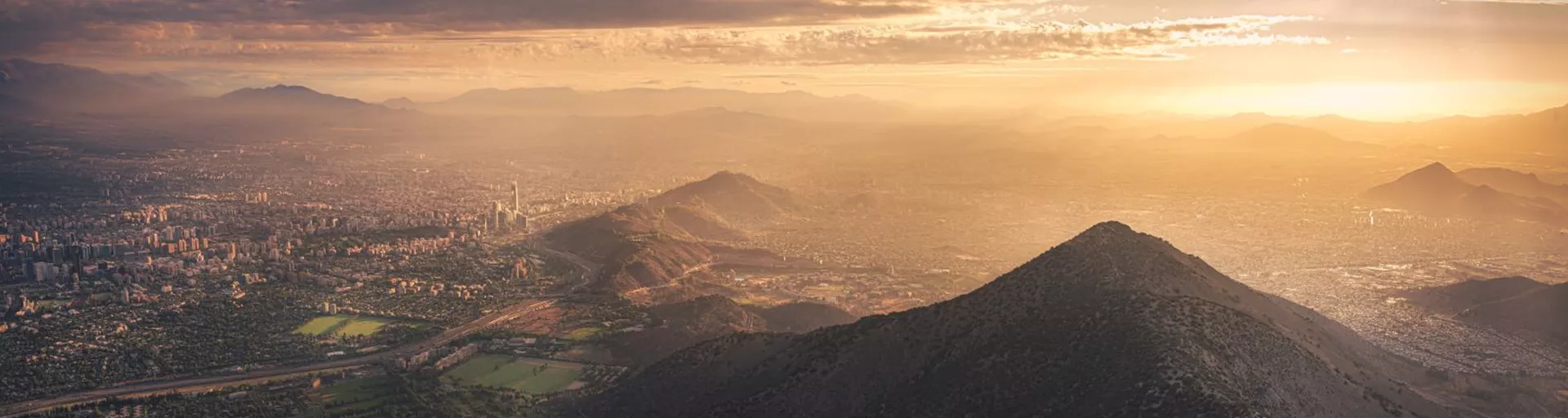 Sunset over Santiago in Chile