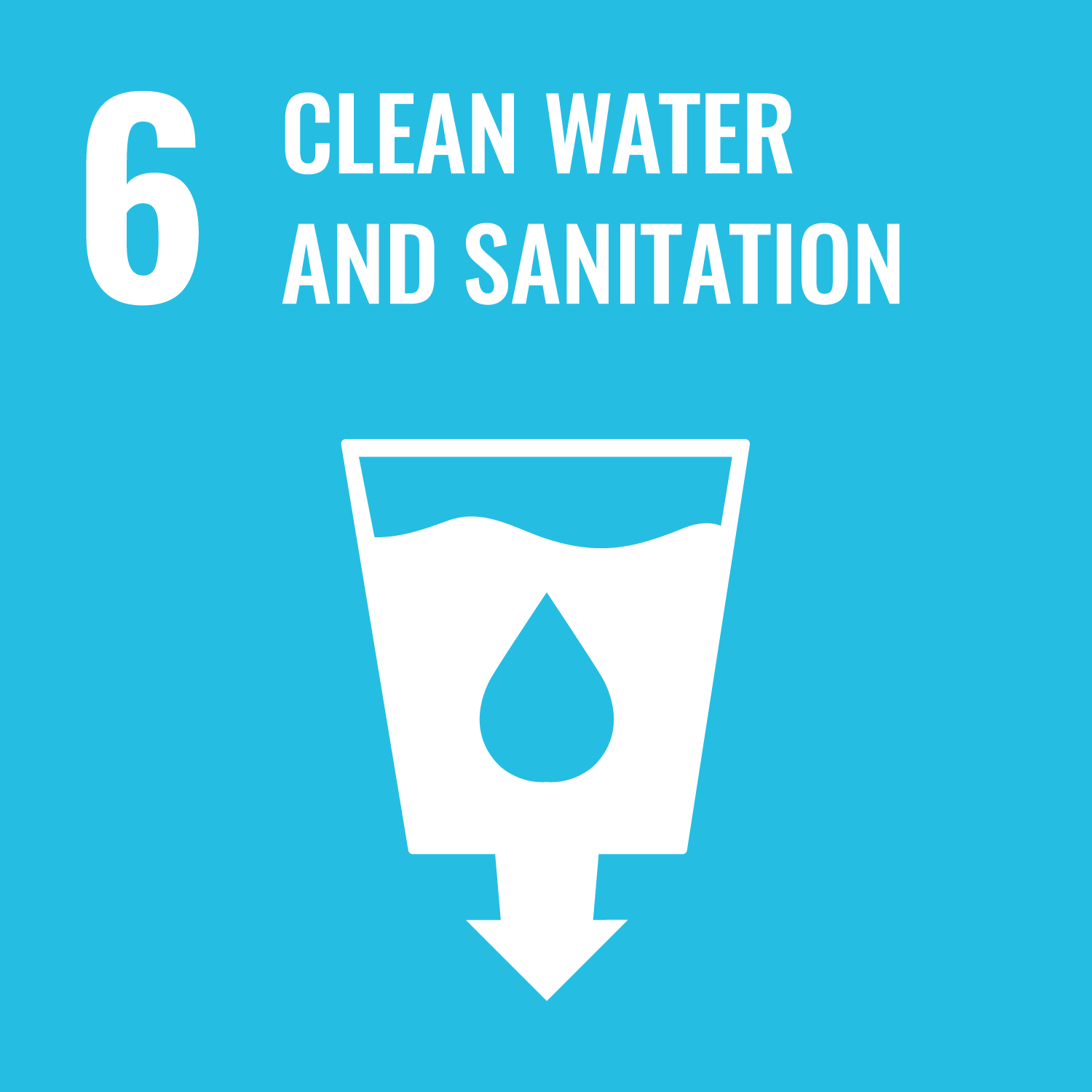 '6 clean water and sanitation' against blue background