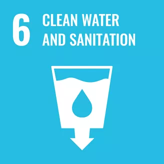 '6 clean water and sanitation' against blue background