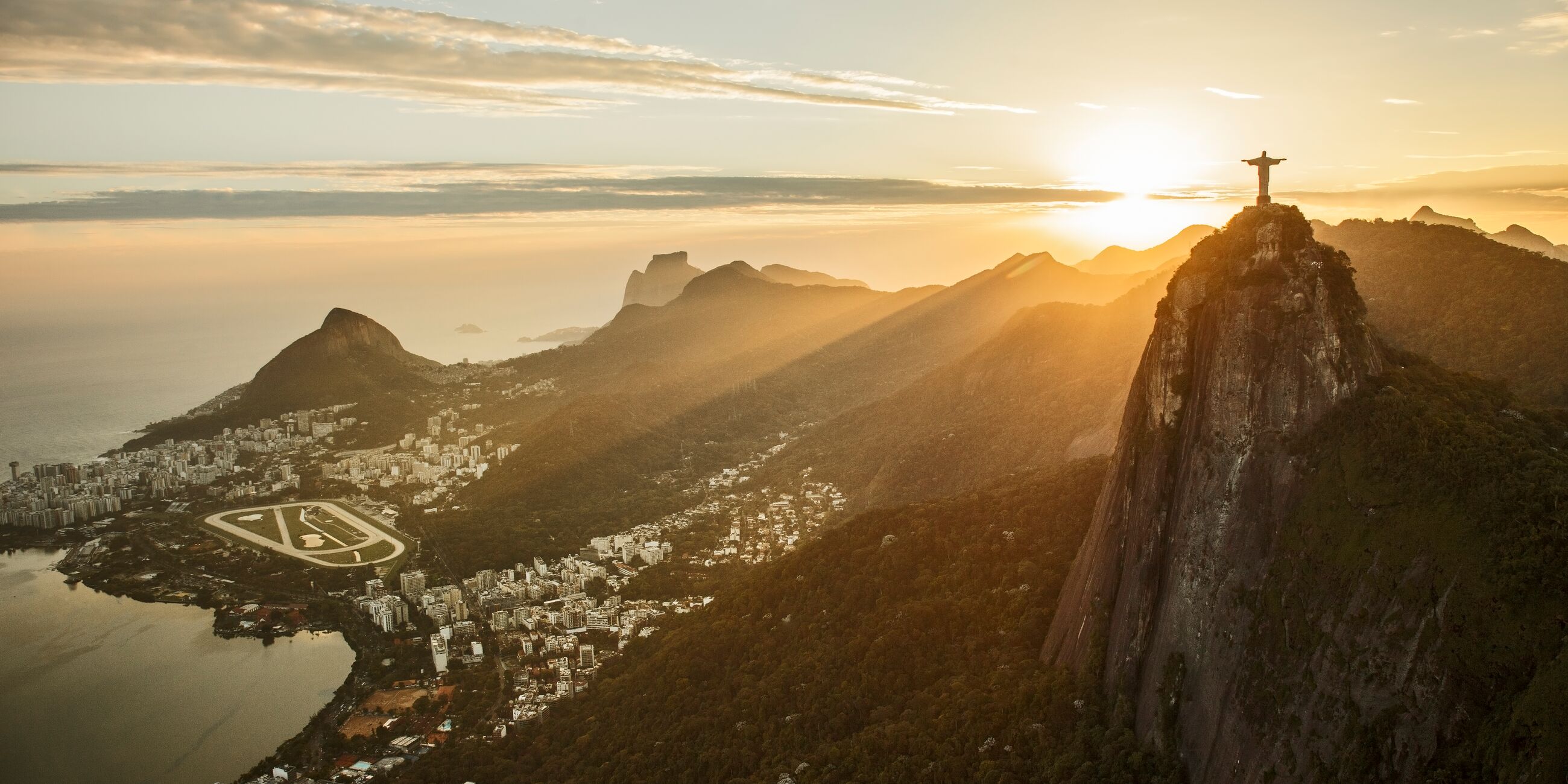 View of Corcovado and Rio De Janeiro at sunset