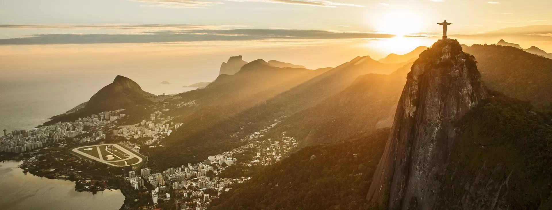 View of Corcovado and Rio De Janeiro at sunset