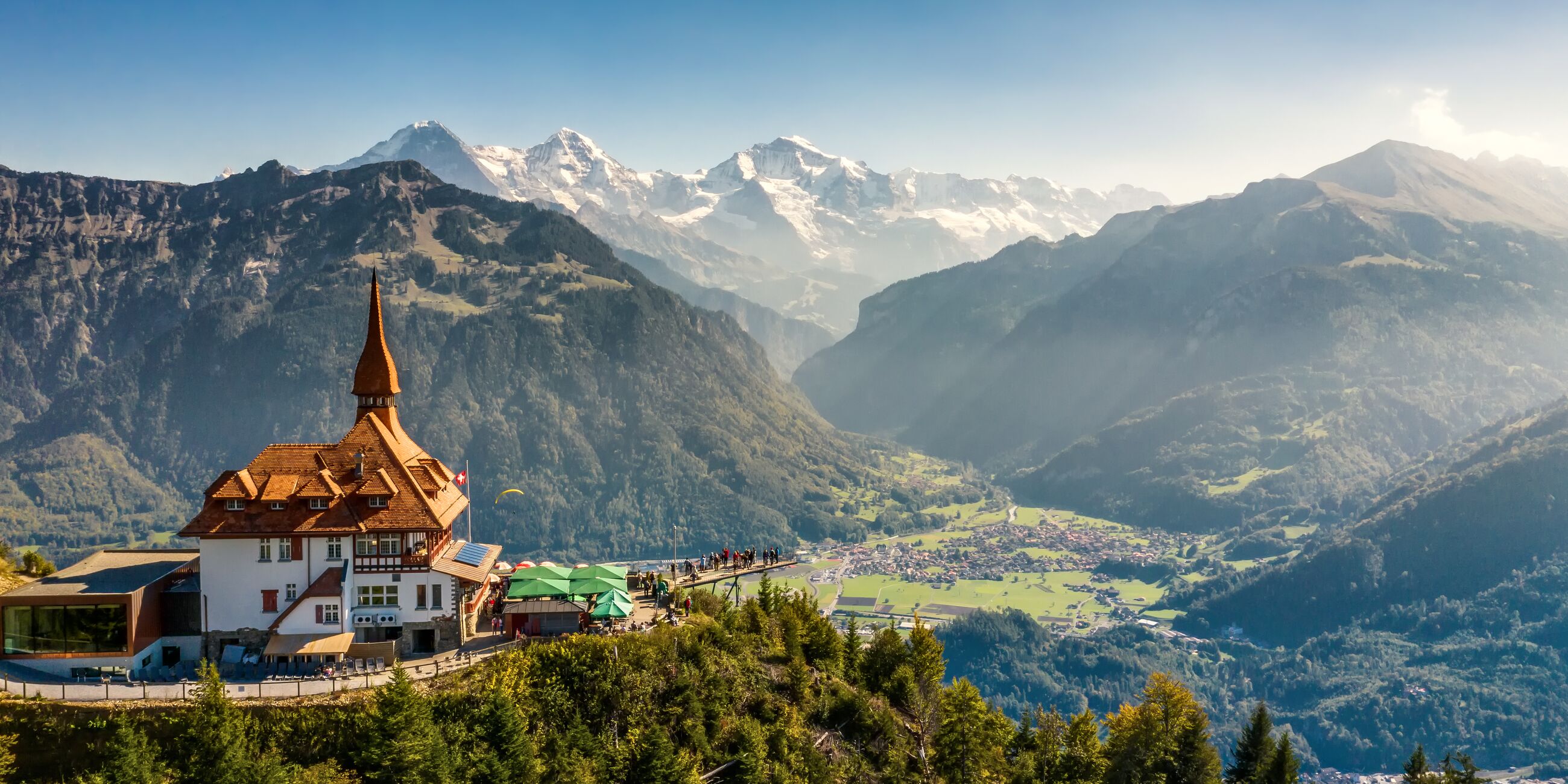 Aerial view of Interlaken from the Harderkulm in Switzerland