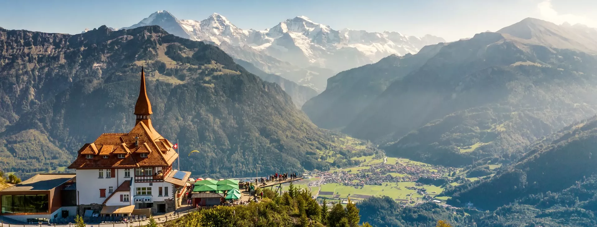 Aerial view of Interlaken from the Harderkulm in Switzerland
