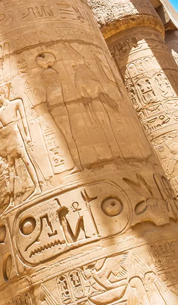 Columns in Temple of Karnak, Egypt.
