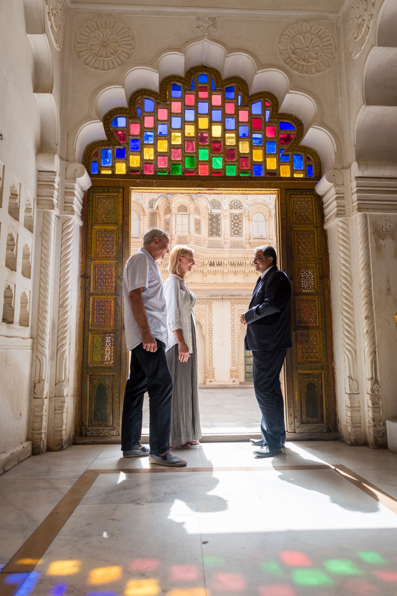 Tourists sightseeing old building