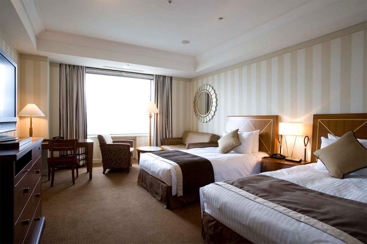 A guest room at the Imperial Hotel in Osaka, Japan