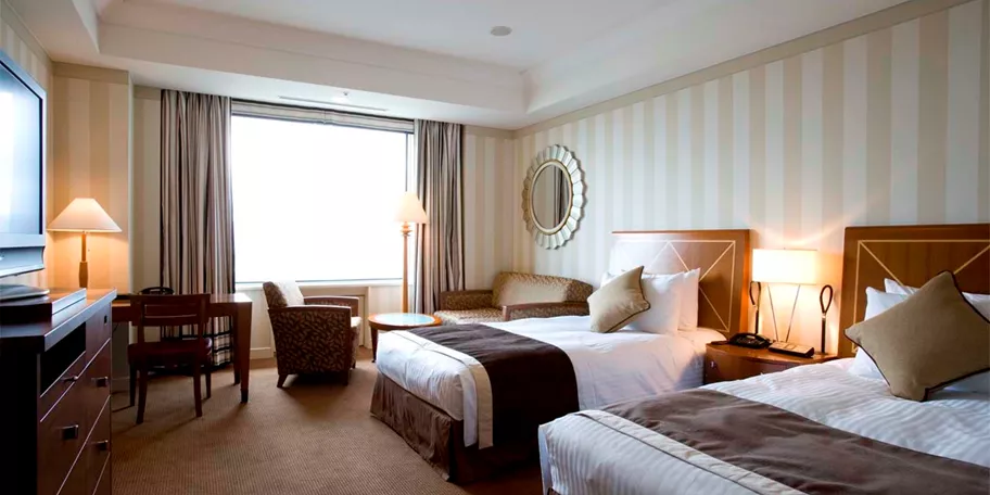 A guest room at the Imperial Hotel in Osaka, Japan