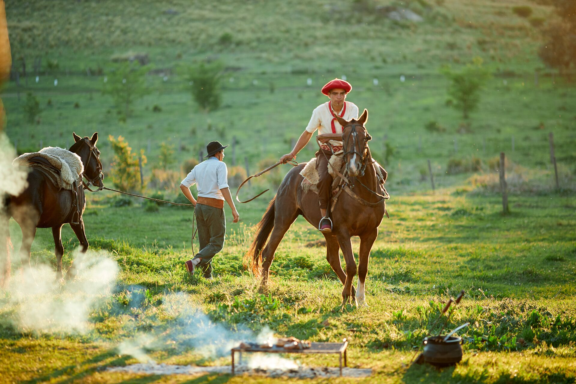 Large-Horse riding after an Argentinian barbecue in Argentina, South America