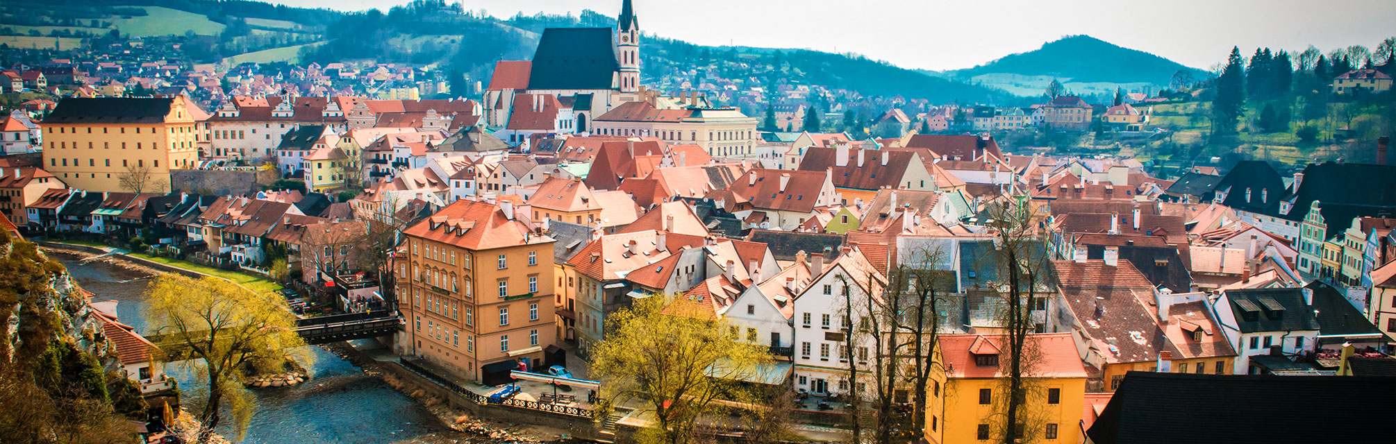 Birdview nn Cesky Krumlov, Czech Republic.