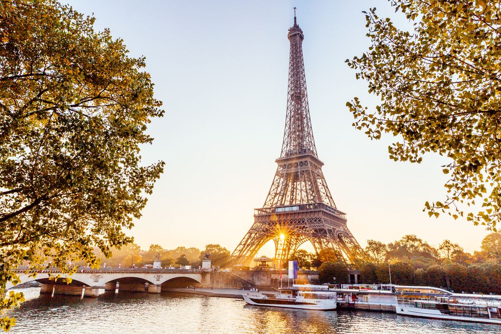 Eiffel Tower And Seine River At Sunrise, Paris, France