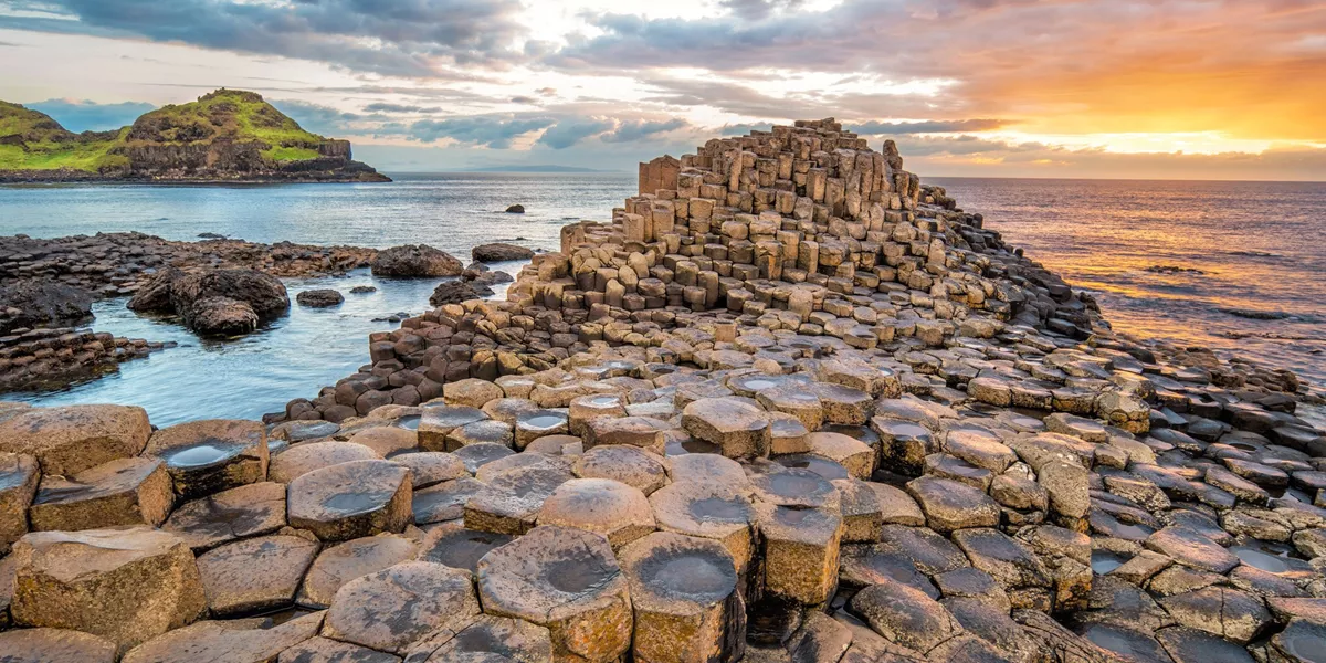 Sunset at the Giant's Causeway in Northern Ireland