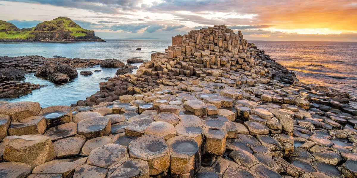 Sunset at the Giant's Causeway in Northern Ireland