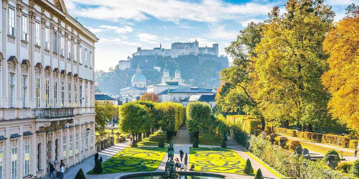 Mirabell Gardens and Fortress Salzburg, Austria