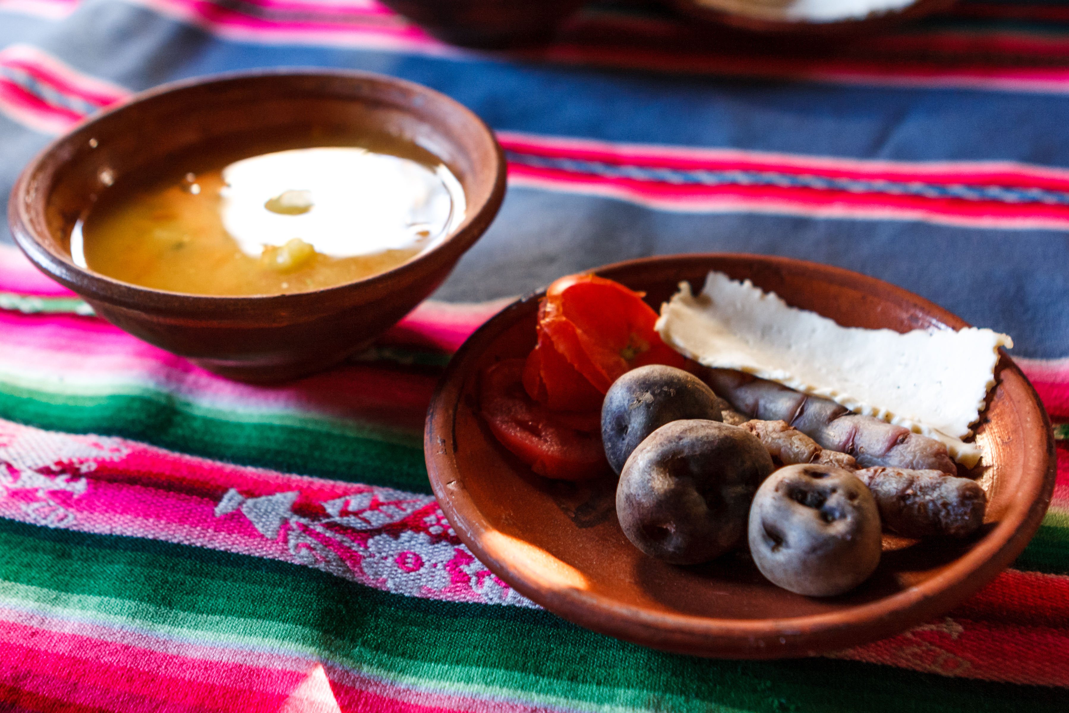 Peruvian meal, Amantani Island, Titicaca Lake, Peru