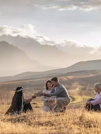 Group of people taking part in traditional ritual in South America