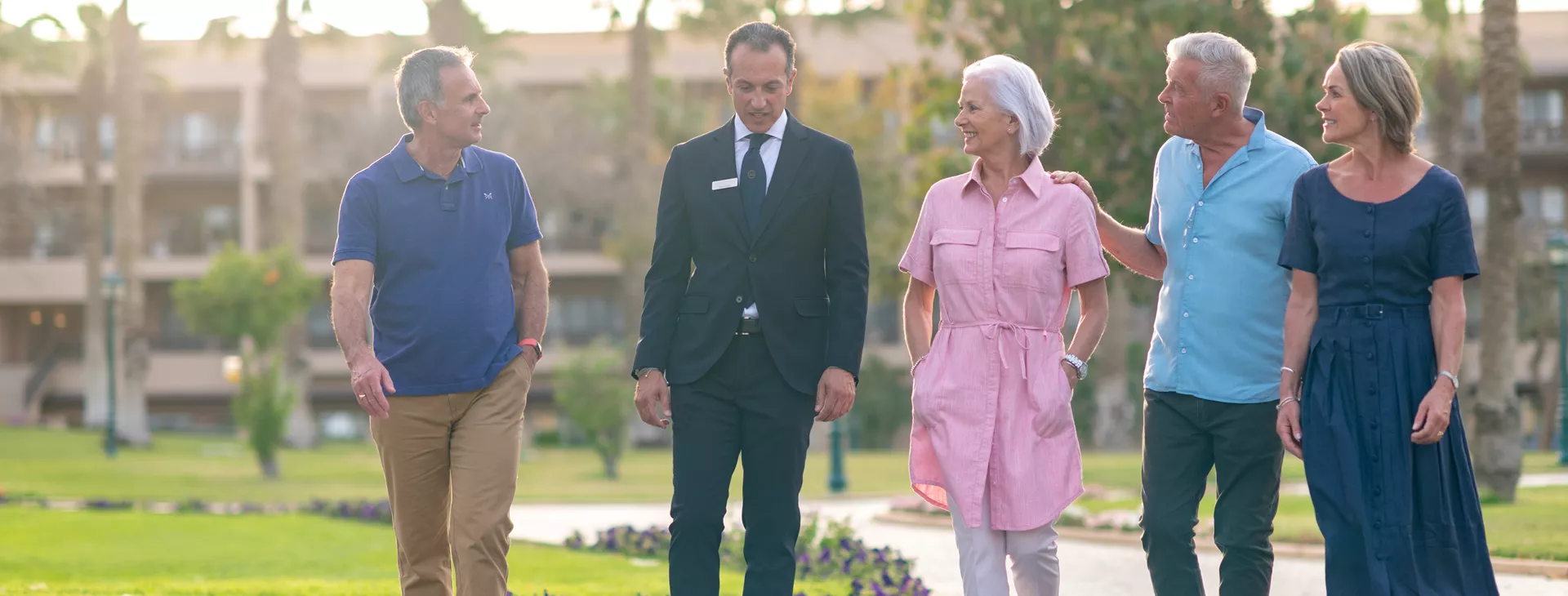 Elderly People Walking Garden