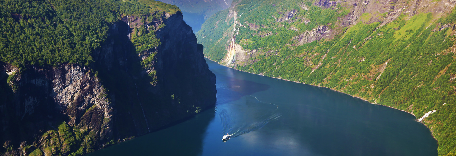 Birdview of a fjord, Norway.