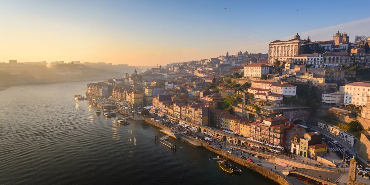 Douro River And Porto Old Town At Sunset, Portugal