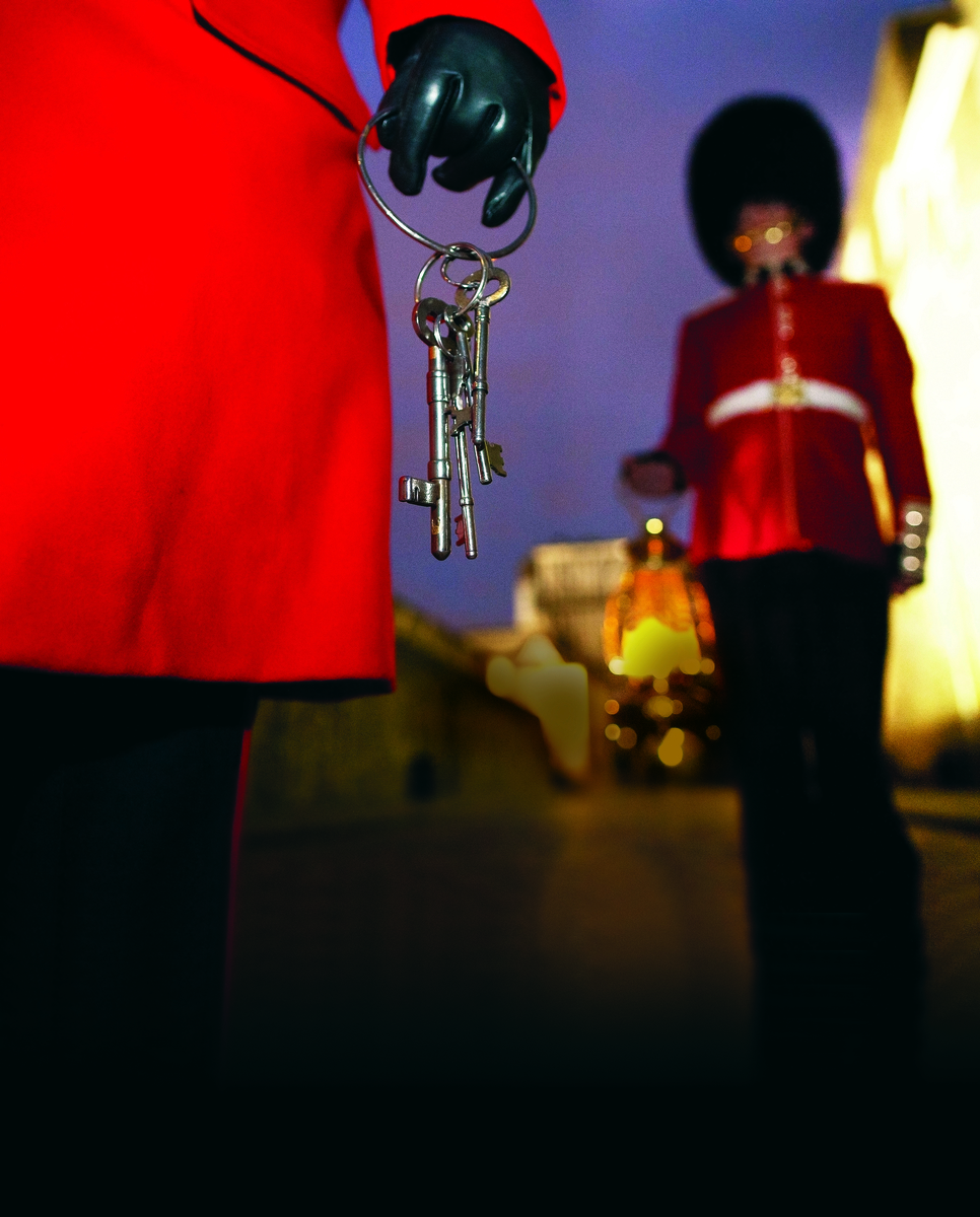 Royal guard at The Ceremony of the Keys, Tower of London in London, England