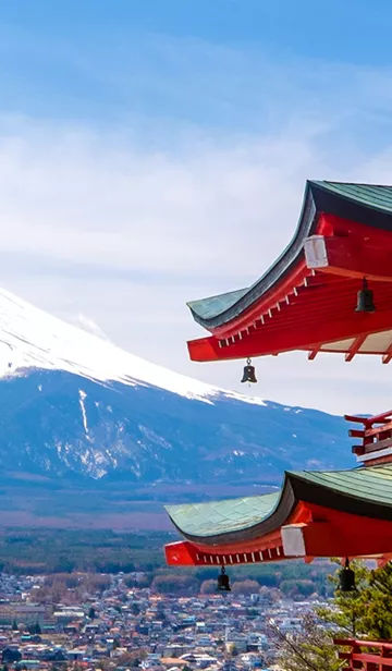 A panoramic view of Mount Fuji, Japan.