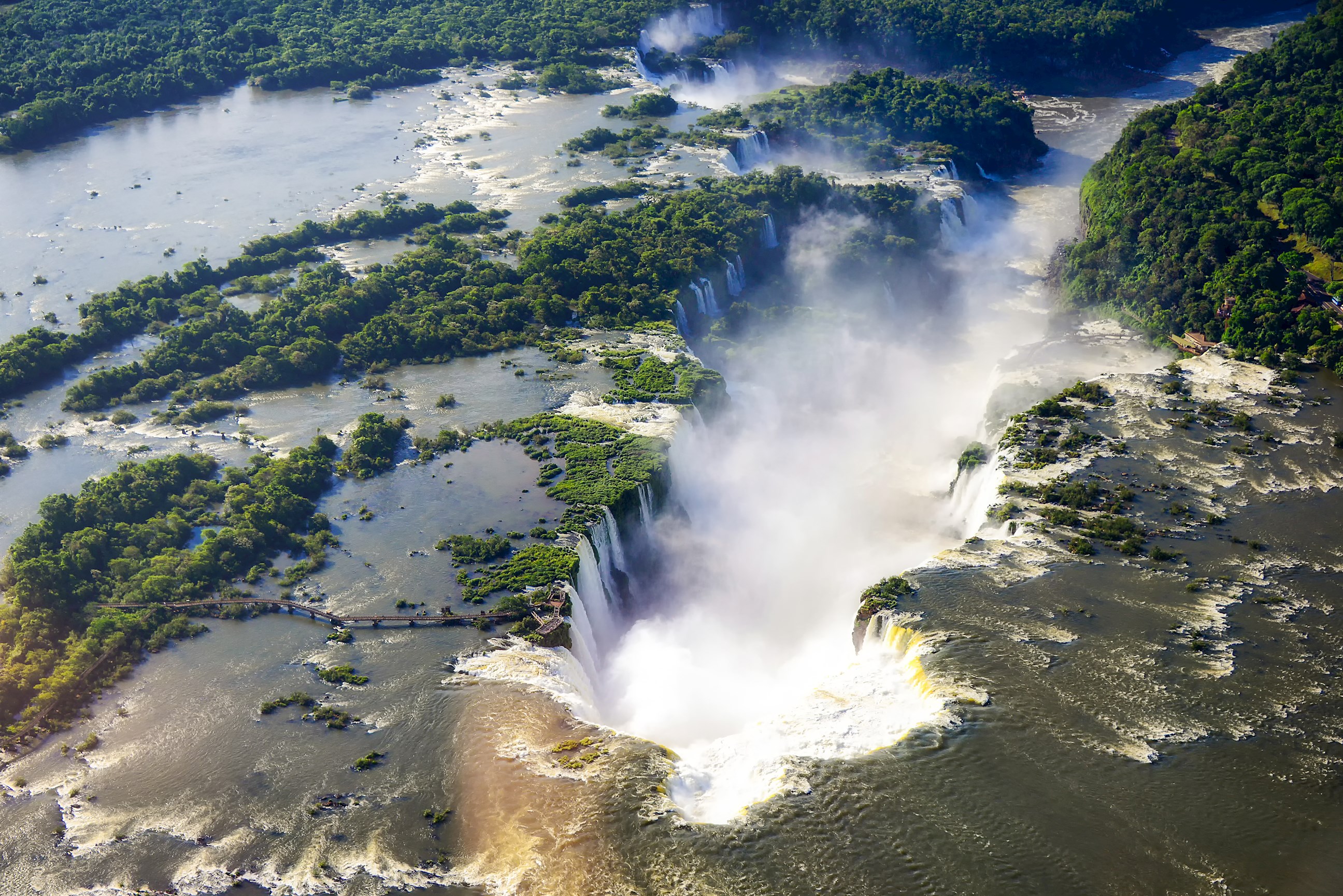 Aerial view of Iguazu Falls in Argentina