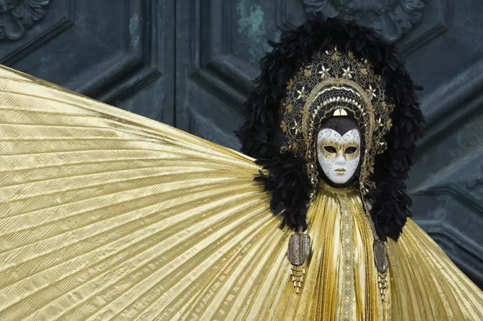 Mystic Female Mask At Carnival In Venice