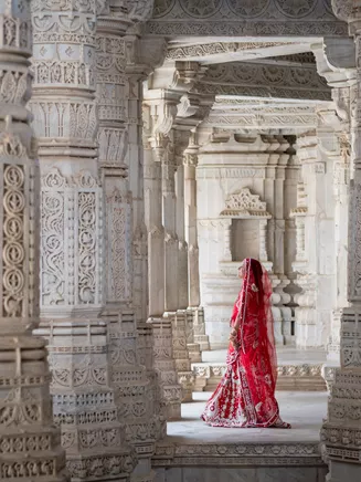 Woman in Ranakpur Jain Temple, India